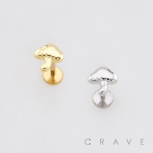 3D MUSHROOM TOP PUSHIN (THREADLESS) 316L SURGICAL STEEL LABRET SET